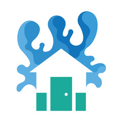 house logo, silhouette house in water splash logo template