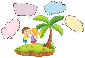 Young couple with speech balloon