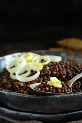 Black lentils and vegetables stew
