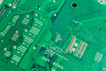 Computer motherboard. Green chip ready-to-assemble