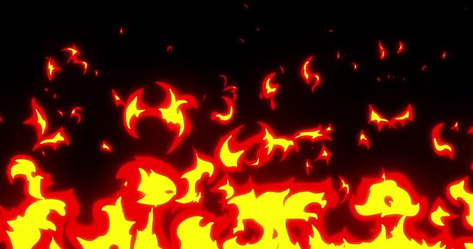 04 - Cartoon Fire 2D Animation / 2D Animation Cartoon Fire  4k of Raging Flames