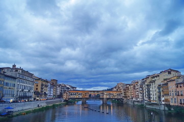 Fototapeta na wymiar Ponte Vecchio bridge at evening, Florence, Italy