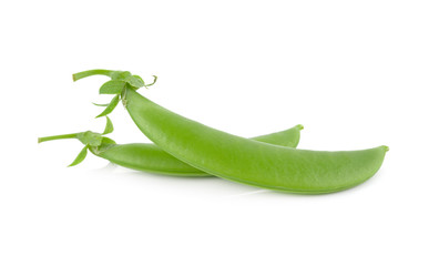fresh sugar snap pea on white background