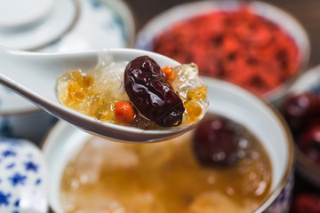 Peach gum and tremella soup