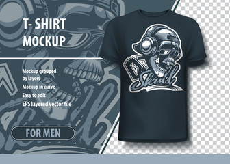 Trendy style Skull DJ with beautiful lettering. T-Shirt template