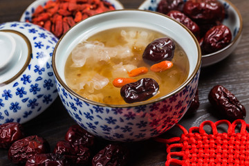 Peach gum and tremella soup