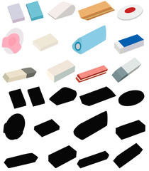 isolated, eraser, set