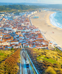 Fototapeta premium Nazare skyline, funicular beach Portugal