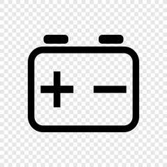 Battery accumulator icon on transparent grid