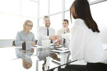 Fototapeta premium employer shakes hands with the candidate for the vacant position