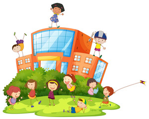 Fototapeta premium Children playing at school