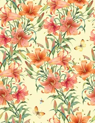  Lilies seamless background pattern. Version 3 © Lebedeus