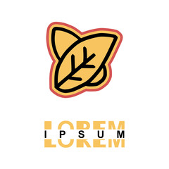 two leaves logo in cartoon images on paper. can be applied to various media either paper or plastic. This two leaves  logo with orange and pink lines can be used for various companies.