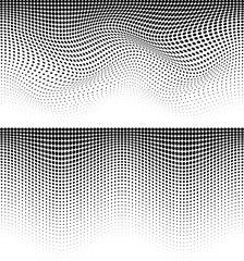 Halftone wave pattern set. Horizontal background using halftone wavy dots texture. Vector illustration.