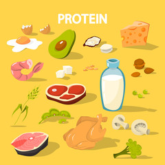 Collection of food full of protein. Cheese