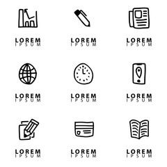 Thin Line Icon Set - trash bin vector, reception, manager, handshake, hierarchy, book, team, pen, money bag, job, circle chart, contract, clipboard, user, notes, clock, drawing pin, office building