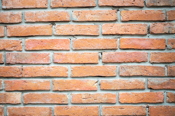 brick wall of red color for the vintage background texture