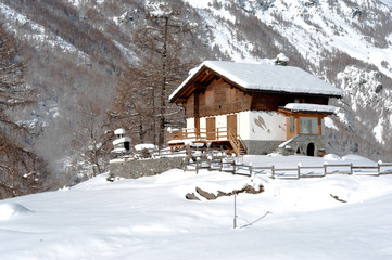 Chalet in the snow
