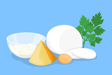 Cheese, egg and parsley. Healthy protein food