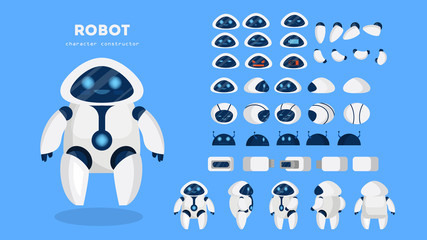 Robot character for animation with various views - obrazy, fototapety, plakaty