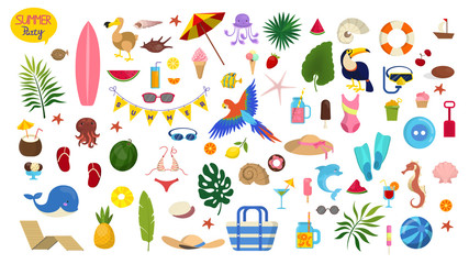 Summer vacation set. Collection of holiday symbol