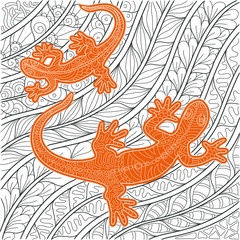 salamander floral ornament