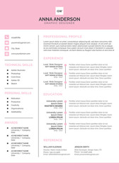 Clean Resume Template Pink