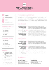 Obraz premium Clean Resume Template Pink
