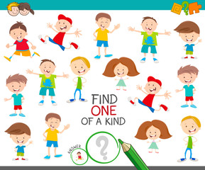 one of a kind game with happy cartoon children