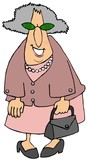 Old woman dressed in shoes of pink