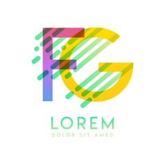 GF logo with the theme of galaxy speed and style that is suitable for creative and business industries. FG Letter Logo design for all webpage media and mobile, simple, modern and colorful.