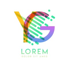 GY logo with the theme of galaxy speed and style that is suitable for creative and business industries. YG Letter Logo design for all webpage media and mobile, simple, modern and colorful.