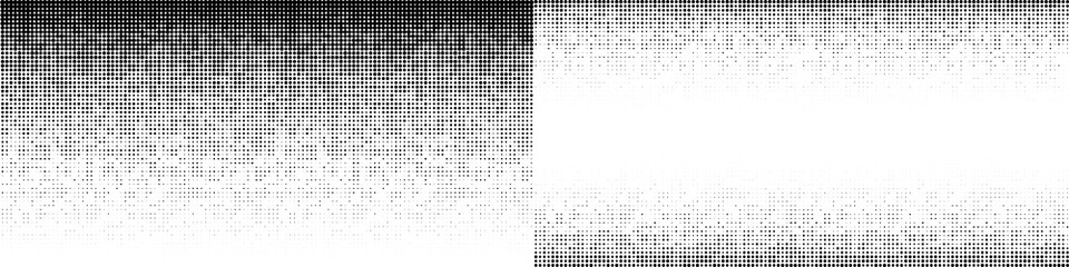 Halftone horizontal gradient pattern. Background using halftone random dots texture. Grunge backdrop. Technology design element. Vector Illustration 
