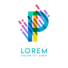 IP logo with the theme of galaxy speed and style that is suitable for creative and business industries. PI Letter Logo design for all webpage media and mobile, simple, modern and colorful.