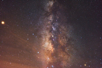Milky way galaxy in night sky with space for text.