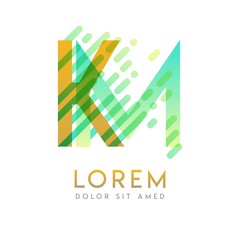 KM logo with the theme of galaxy speed and style that is suitable for creative and business industries. MK Letter Logo design for all webpage media and mobile, simple, modern and colorful.