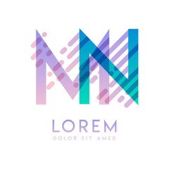MN logo with the theme of galaxy speed and style that is suitable for creative and business industries. NM Letter Logo design for all webpage media and mobile, simple, modern and colorful.