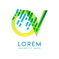 OV logo with the theme of galaxy speed and style that is suitable for creative and business industries. VO Letter Logo design for all webpage media and mobile, simple, modern and colorful.
