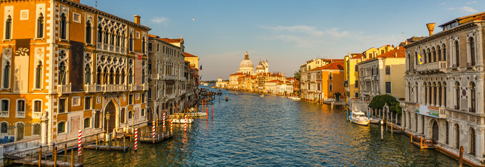 Venice. Cityscape image of Grand Canal in Venice, with Santa Maria della Salute Basilica in the...