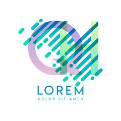 QH logo with the theme of galaxy speed and style that is suitable for creative and business industries. HQ Letter Logo design for all webpage media and mobile, simple, modern and colorful.