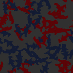 Urban camouflage of various shades of grey, blue and red colors