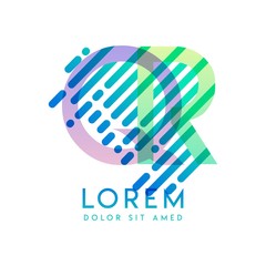 QR logo with the theme of galaxy speed and style that is suitable for creative and business industries. RQ Letter Logo design for all webpage media and mobile, simple, modern and colorful.