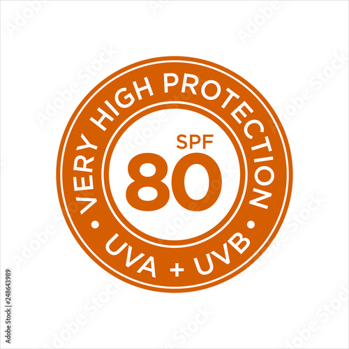 Uv Sun Protection Very High Spf 80 Vector Icon On White Background