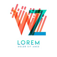 WZ logo with the theme of galaxy speed and style that is suitable for creative and business industries. ZW Letter Logo design for all webpage media and mobile, simple, modern and colorful.