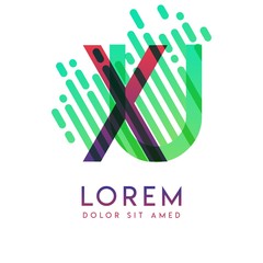 XU logo with the theme of galaxy speed and style that is suitable for creative and business industries. UX Letter Logo design for all webpage media and mobile, simple, modern and colorful.