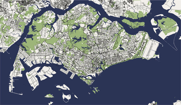 map of the city of Singapore, Republic of Singapore