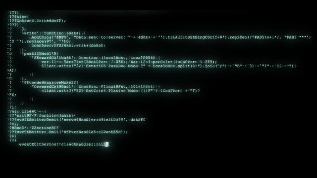 noisy distorted glitched fast long scrolling programming security hacking code data flow stream on blue display new quality numbers letters coding techno joyful video 4k stock footage