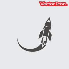 Rocket icon isolated sign symbol and flat style for app, web and digital design. Vector illustration.