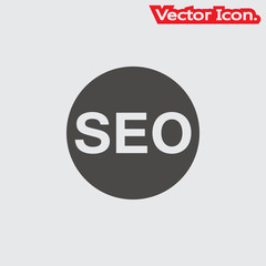 Search engine optimization icon isolated sign symbol and flat style for app, web and digital design. Vector illustration.