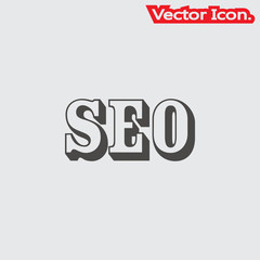 Search engine optimization icon isolated sign symbol and flat style for app, web and digital design. Vector illustration.